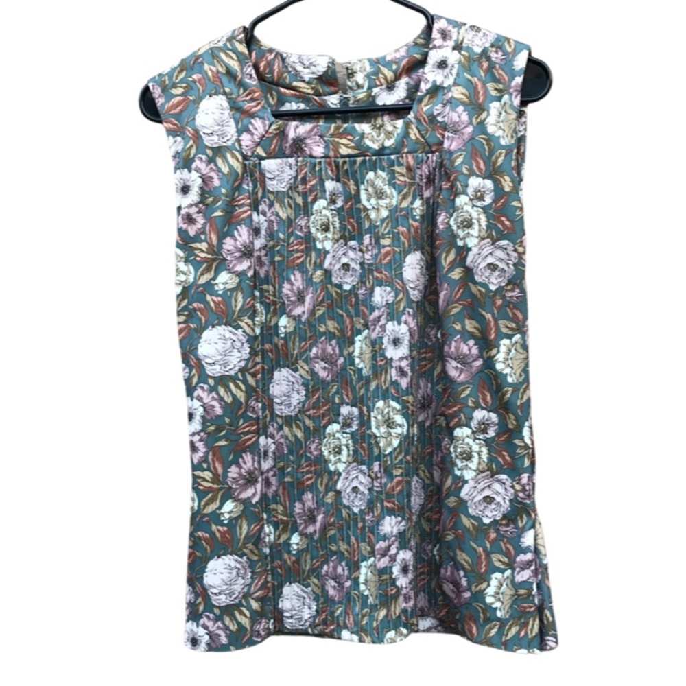 Vintage Handmade Shirt floral pleated